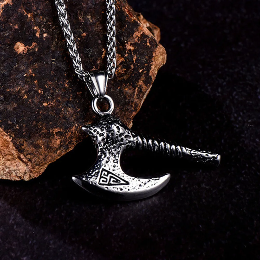 

Vintage Viking Pirate Axe Men's Totem Pendant Stainless Steel Men Punk Motorcycle Biker Jewelry