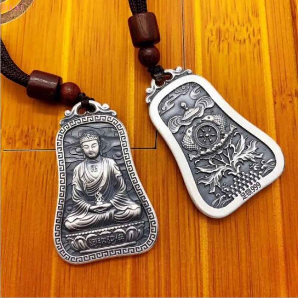 Кулон из чистого серебра S999 с китайским знаком зодиака Будда ретро чистое