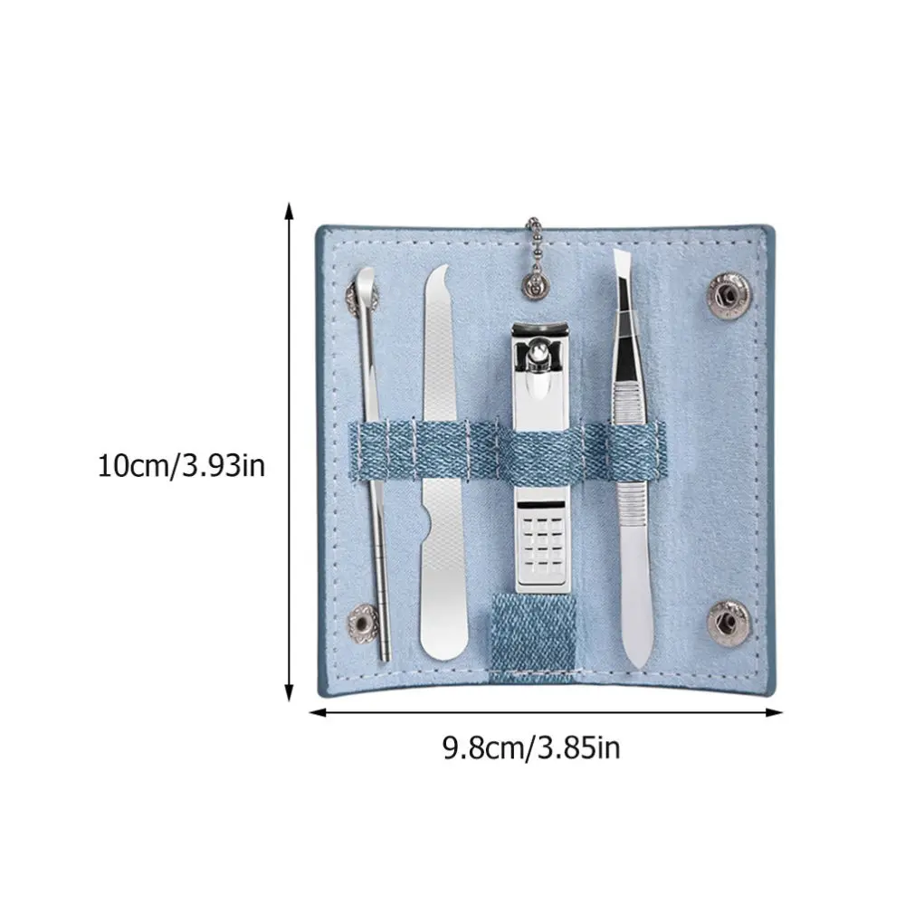 

4pcs Nail Clipper Nail File Tweezers Ear Pick Set with Storage Case