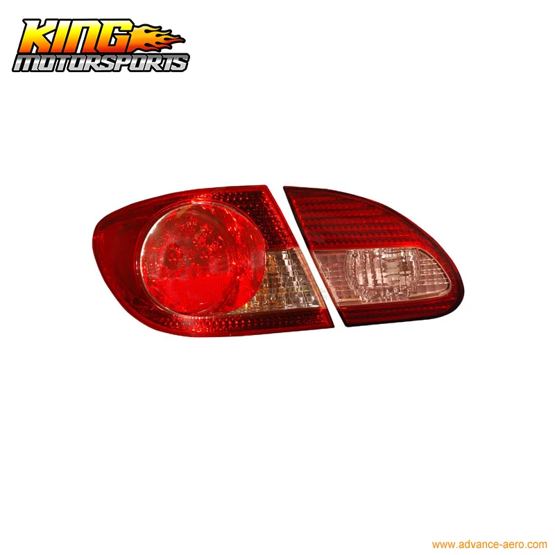 Fit For 03-08 Toyota Corolla LED Tail Lights Red Clear 4 Pcs USA Domestic Free Shipping | Car Headlight Assembly