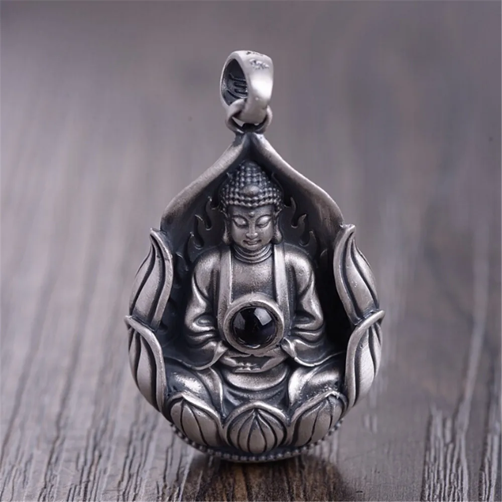 ESSDCW New Buddhist Six Words Lotus Guanyin Pure 999 Silver Pendant for Fashion Women Jewelry Wholesale