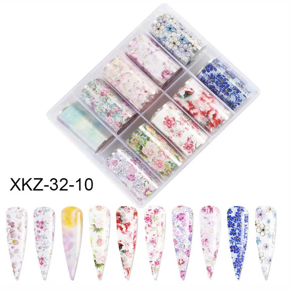 4*100 см весенний цветок пламени маникюра мультяшная Фольга переводятся с помощью