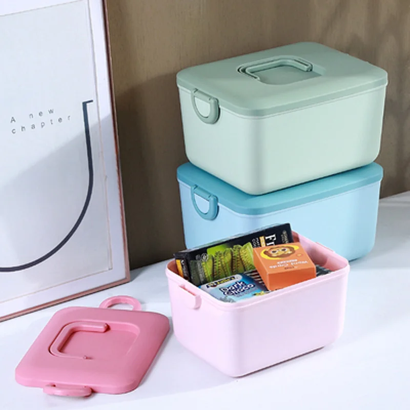 

Children's Toy Storage Box Finishing Box Medicine Case with Lid Plastic Storage Organizer Dormitory Stationery Finishing Box