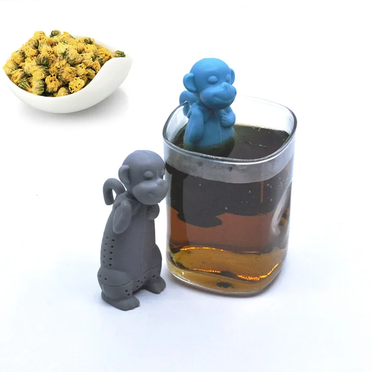 Силиконовое чайное ситечко симпатичный держатель в форме обезьяны для чайных