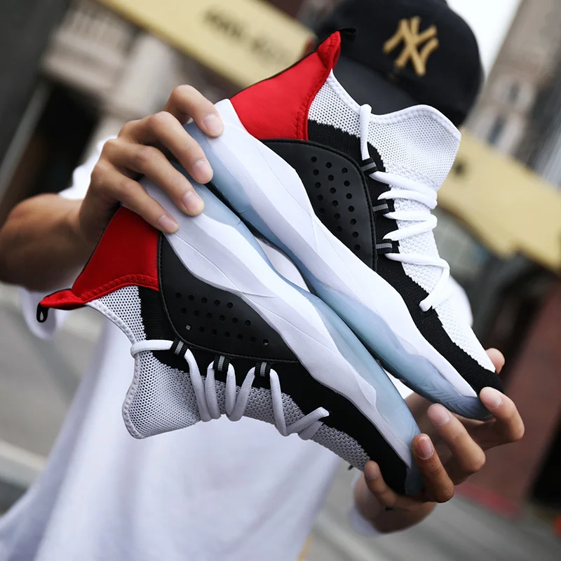 

New Men High-Top Basketball Shoes Light Retro Training Sneakers Anti-skid Women Breathable Outdoor Sports Shoes Big Size 38-46