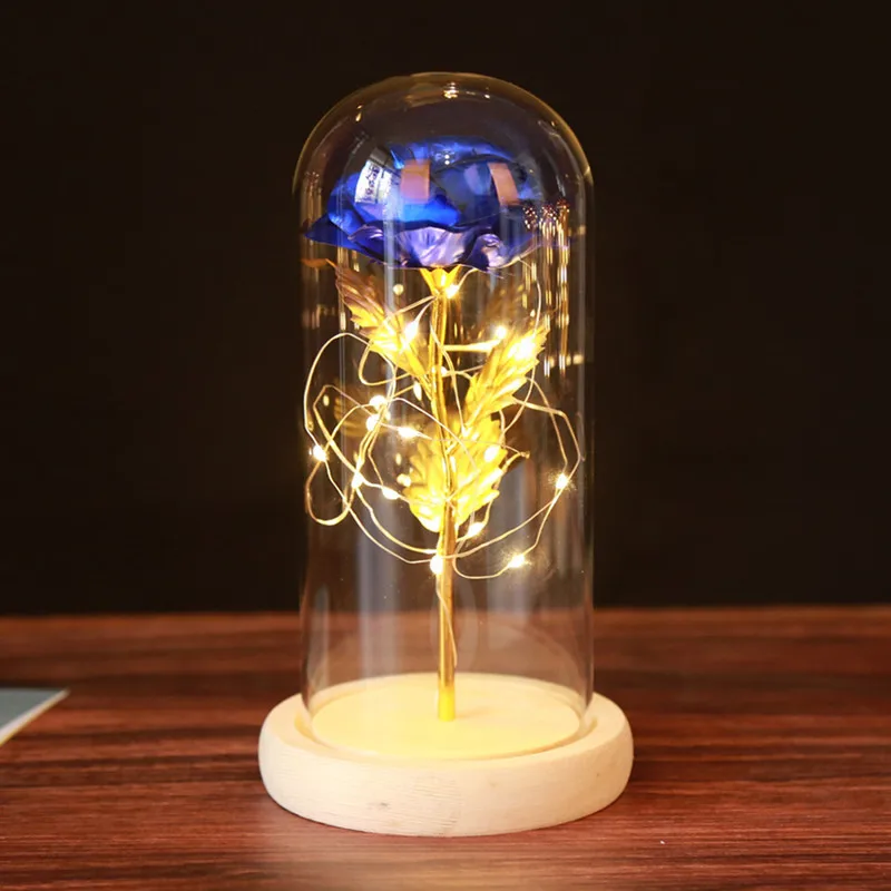

Gold Foil Rose In Glass Toy Artificial Flower LED Lamp Valentines Day Gift Mother Christmas Gift Party Girlfriend Birthday Gift