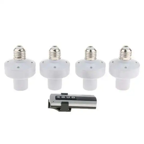 

2x1 Control 4 Bases Wireless Remote Control Lamp Holder Bulb Socket Switch