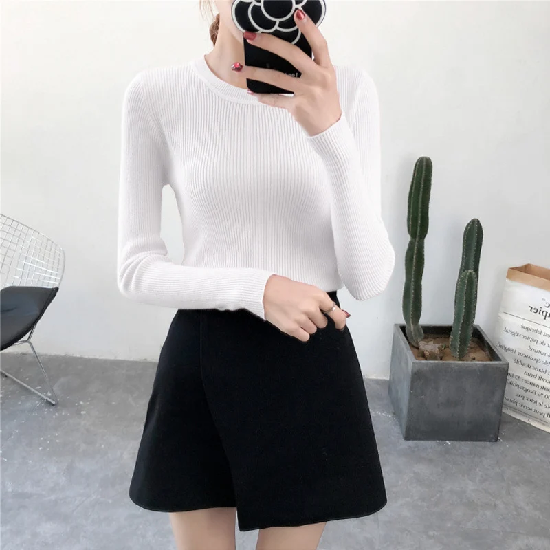 Fashion Fit Sweater Women Casual Knitted Solid Autumn Undercoat Lady Office Streetwear Sueter Mujer Invierno 2019 | Женская одежда