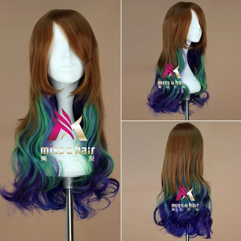 

Высококачественные длинные волнистые искусственные волосы в стиле "Лолита" Харадзюку с челкой, костюмы для косплея из синтетических волос, ...