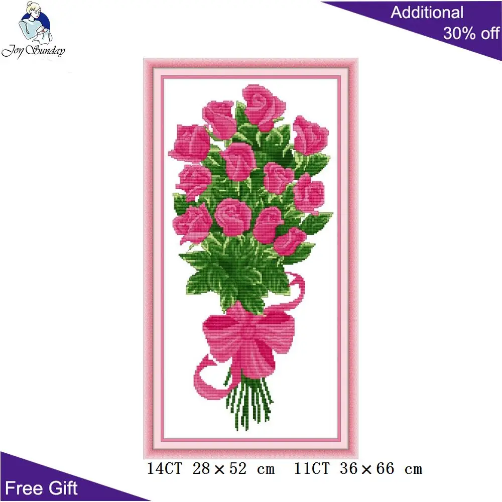 Joy Sunday розовые цветы подарок вышивка крестиком H803 14CT 11CT Счетный и штампованный