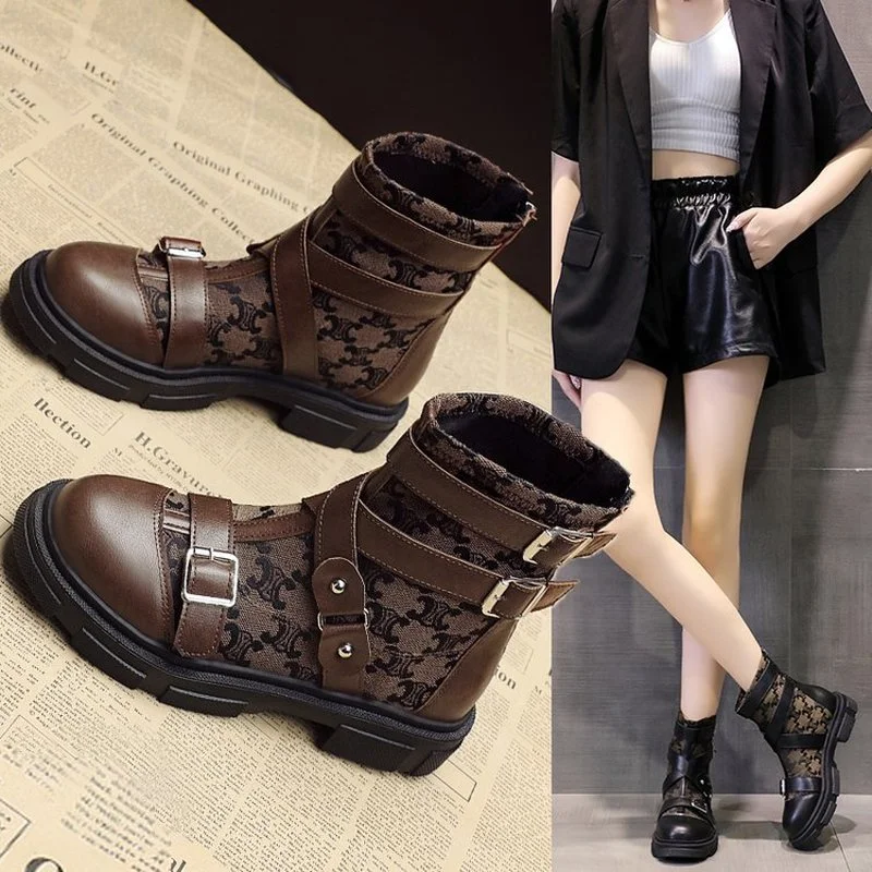 

Fall 2021 Women's Platform Martin Boots Ladies Casual Ankle Boots Comfy High Top Patchwork Shoes Female Winter Chelsea Boots