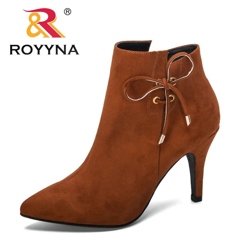 ROYYNA 2019 новые дизайнерские модные стильные осенне-зимние короткие сапоги женские