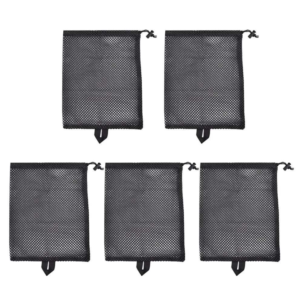 

5PCS Mesh Bag Storage Net Bag With Drawstring Small Multiple Specifications Reusable Travel Mesh Stuff Sack Filter Scree