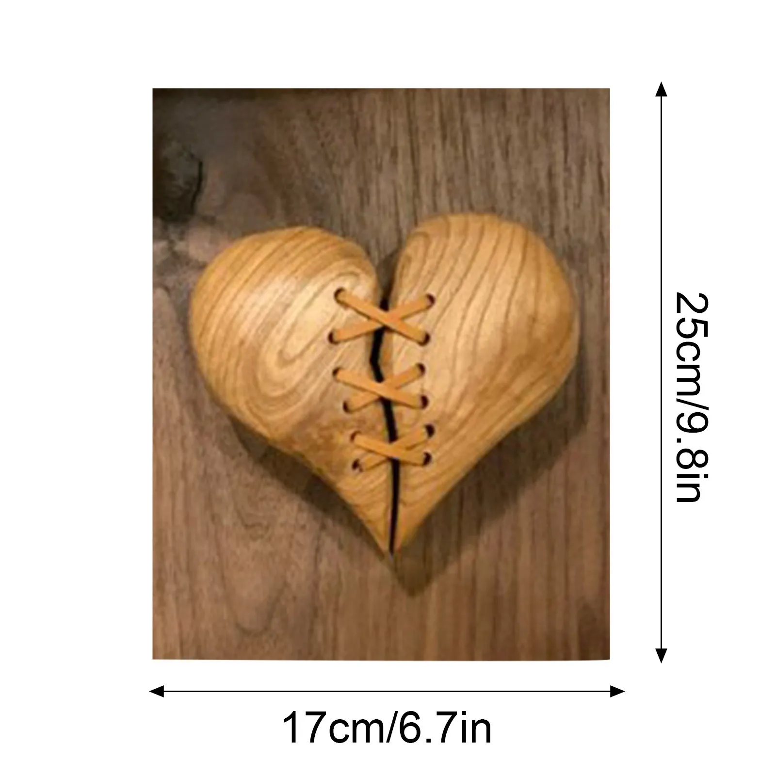 

Wood Broken Heart Leather Stitched Wood Sculpture Wall Decor Gift Art Sculpture Decorative Graduation Party Supplies Bar Decor