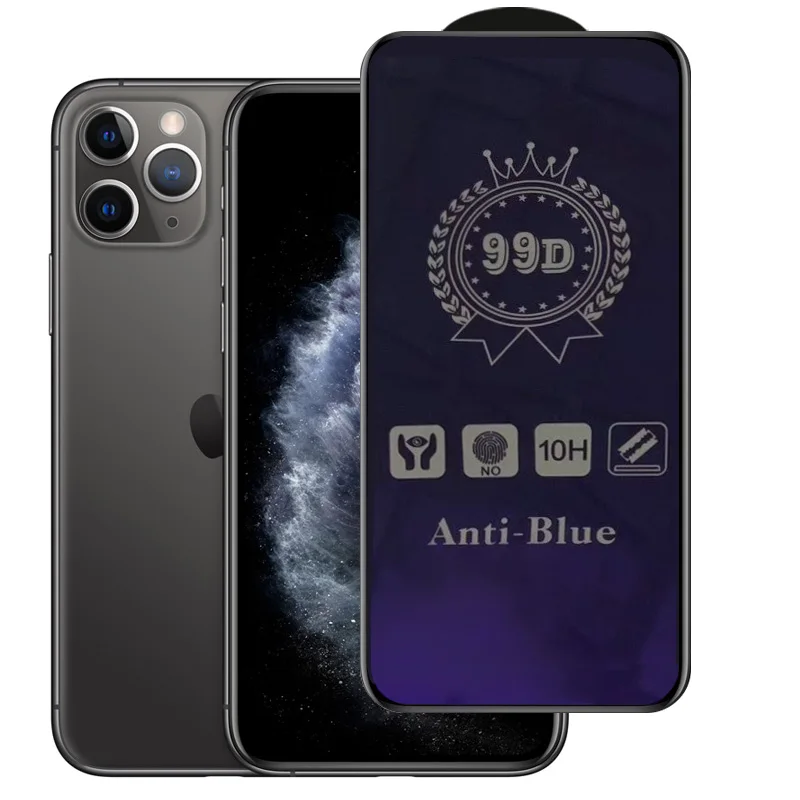 99D закаленное стекло с защитой от синего излучения для iPhone 11 Pro X XS Max XR 8 7 6 6S Plus HD прозрачная защитная пленка с закругленными краями