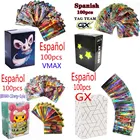 Новые карты покемона 100 шт., GX TAG VMAX V Card, блестящий испанский Покемон, версия меча, командная игра, Боевая карта, торговля детскими игрушками, подарок