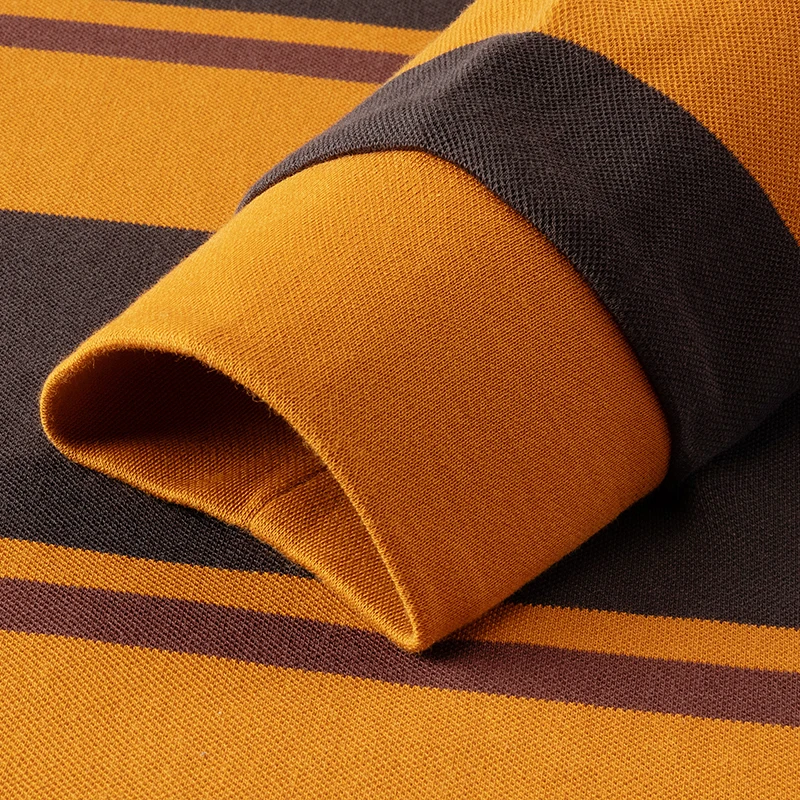 

New Men Polo Shirts High Quality Striped Polo Shirt Fashion Casual Long Sleeves Polo Shirt Men's cotton casual lapel T-shirt