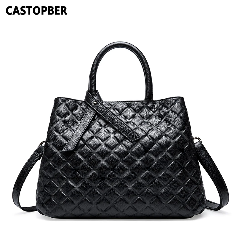 Женская Стеганая Сумка-тоут Сумки из натуральной воловьей кожи женская сумка