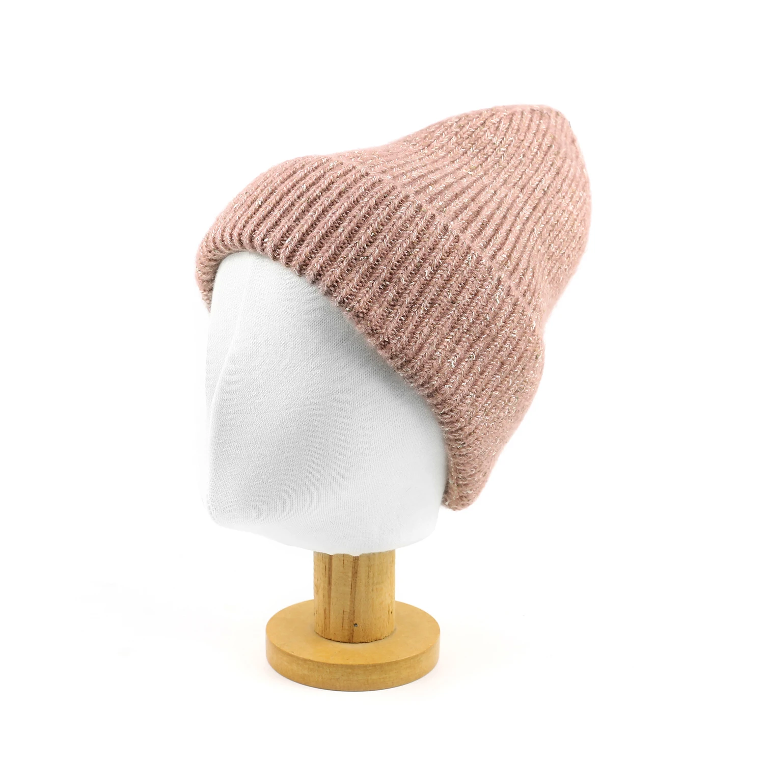 

Cashmere Beanie for Women Men Ribbed Cuff Heather Grey Marled Beige Warm Soft Knit Winter Hat