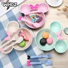 Детская столовая чаша из пшеничной соломы, набор детской посуды из мультфильма, Детская обеденная тарелка, Детская тренировочная чаша, ложка, вилка для выпадения, полипропиленовая упаковка