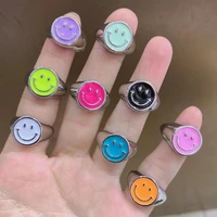 10pcs enamel smiley face ring wedding gold silver color rings for women top quality jewellery gifts accessories