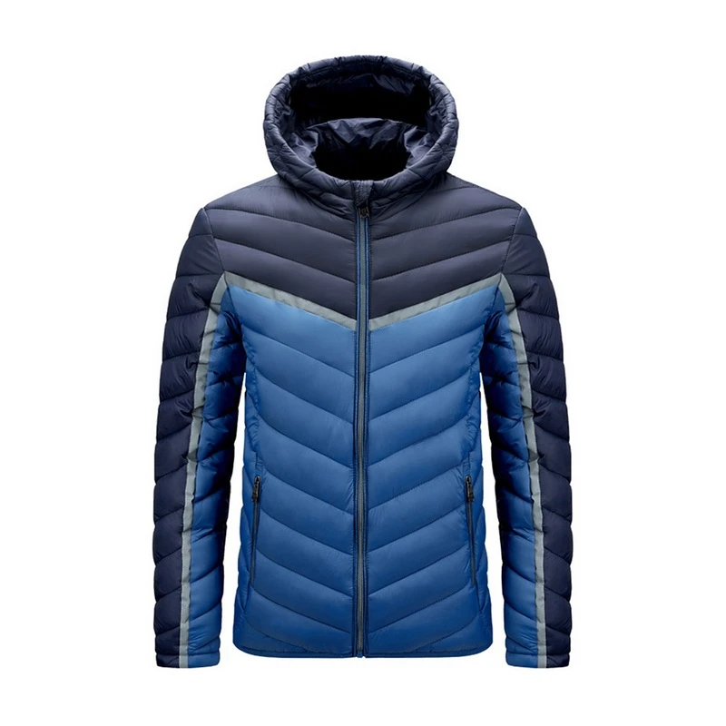 Теплые зимние парки с капюшоном мужская куртка контрастного цвета Повседневная