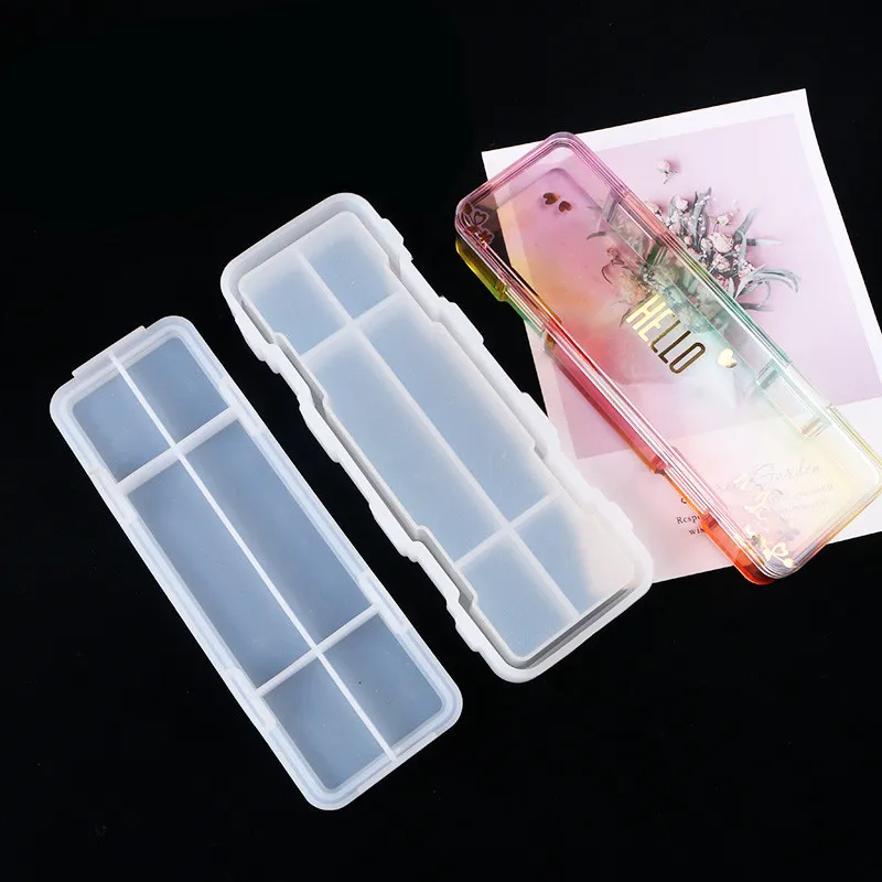 

1 Set Pencil Case Silicone Mold Crystal Epoxy Resin Molds DIY Pen Storage Box Mold Clay Molds for School Office Stationery Decor