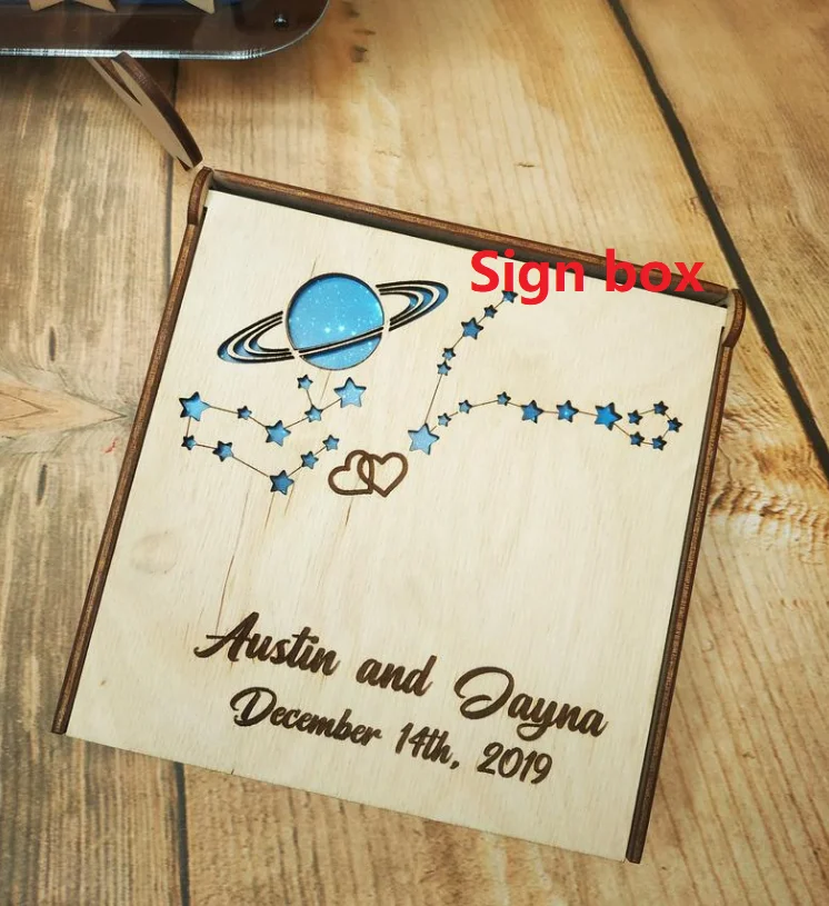 only sign box Персонализированная Свадебная банка для каменщика, гостевая книга в космическом стиле, альтернативная Гостевая книга для дня рождения - Цвет: only sign box
