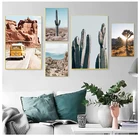 Плакат на холсте с изображением пустыни кактуса, пейзаж в скандинавском стиле, природное дерево, настенная живопись, Картина на холсте, декоративная картина, домашний декор