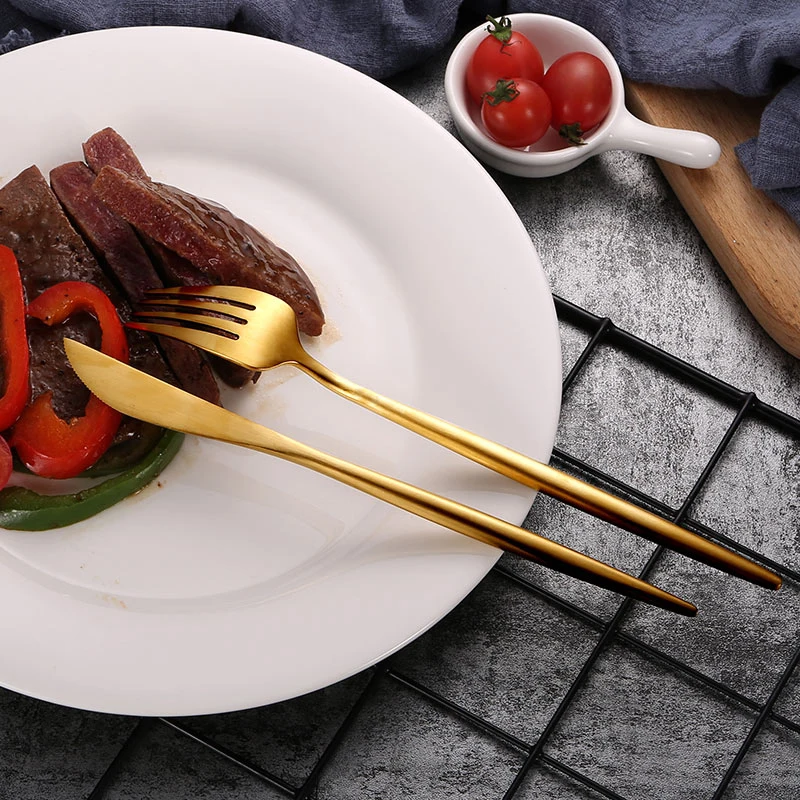 1 шт. Золотая твердая посуда вилка нож ложка из нержавеющей стали столовая