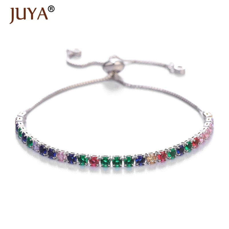 Pulseras mujer 2019 Женская мода Радуга Цвет Золото Серебро Регулируемая цепь AAA