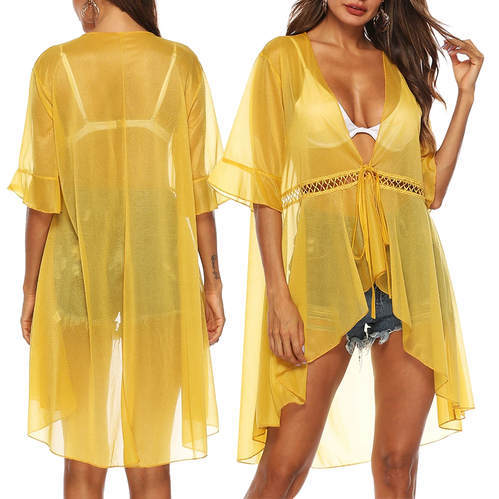 Летняя пляжная одежда Защита от солнца Приморский прозрачный просвечиваемый