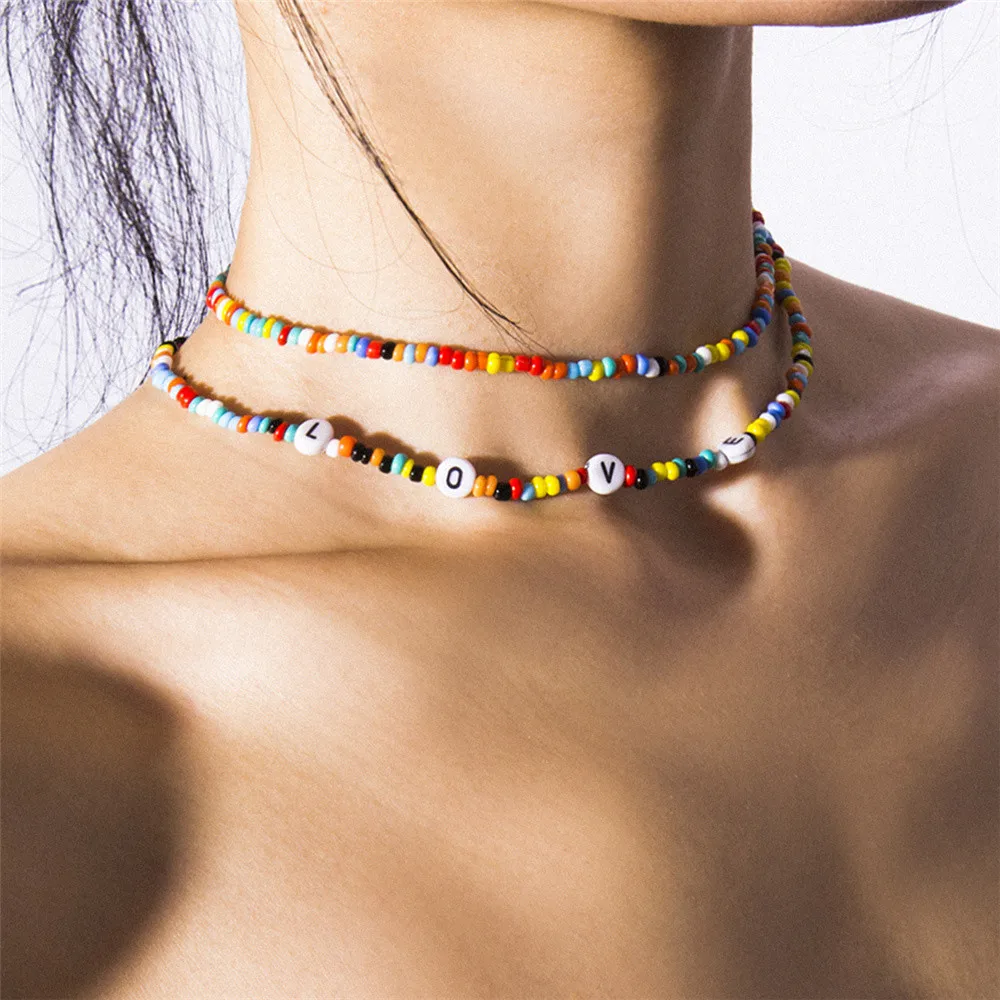 Ожерелье чокер с бусинами 6 цветов|Цепочки| |