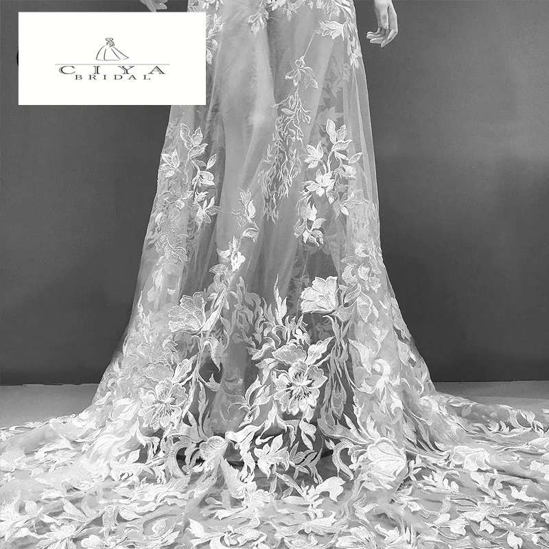 

Кружевная ткань для невесты, ширина 130 см, кружевная ткань для платья, кружевная ткань для невесты, кружевная ткань с блестками, продажа на 1 я...