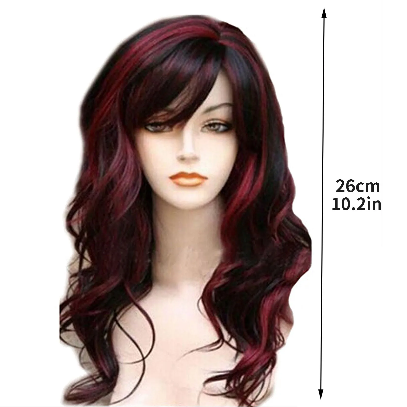 

1pc 26cm Wig Hair Multicolor Partially Divided Medium And Long Curly Hair Chemical Fiber Wig Headgear Wavy Fake Hair Curly Hair
