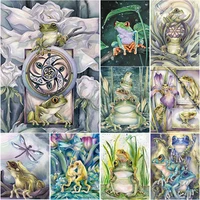 5d diy diamond painting frog diamond embroidery lotus animal cross stitch full square round drill crafts manual gift home decor