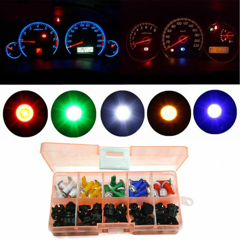 

30PCS Universal T5 LED Twist Socket Car Instrument Panel Gauge Cluster Plug Dash Lights Bulbs 12V Auto Car Styling Accessories