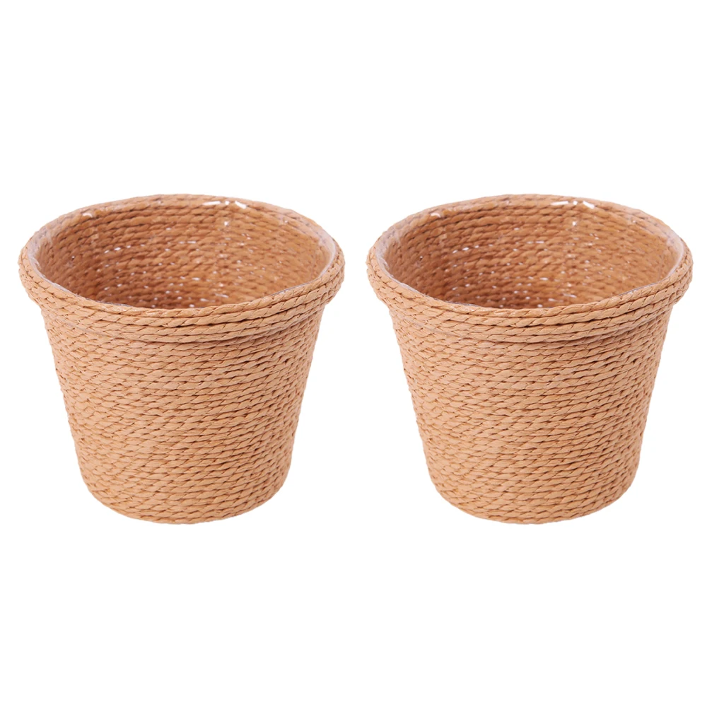 

Flowerpot Storage Baskets Pots With Waterproof Membrane 2pcs Decoration Simulation Home Decorative Ornaments