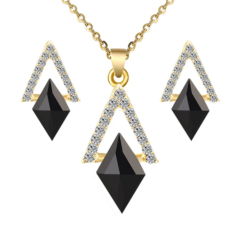 TSHOU147 комплект винтажных ювелирных изделий с кристаллами инкрустация кулон