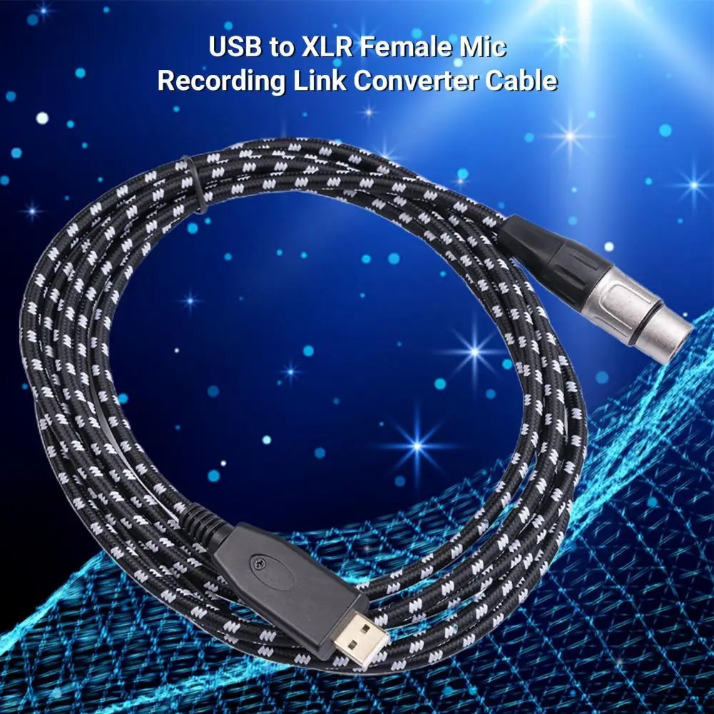 

Microphone Cable Shielded Gold-Plated 300cm USB to XLR Female Mic Recording Link Converter Cable for Studio