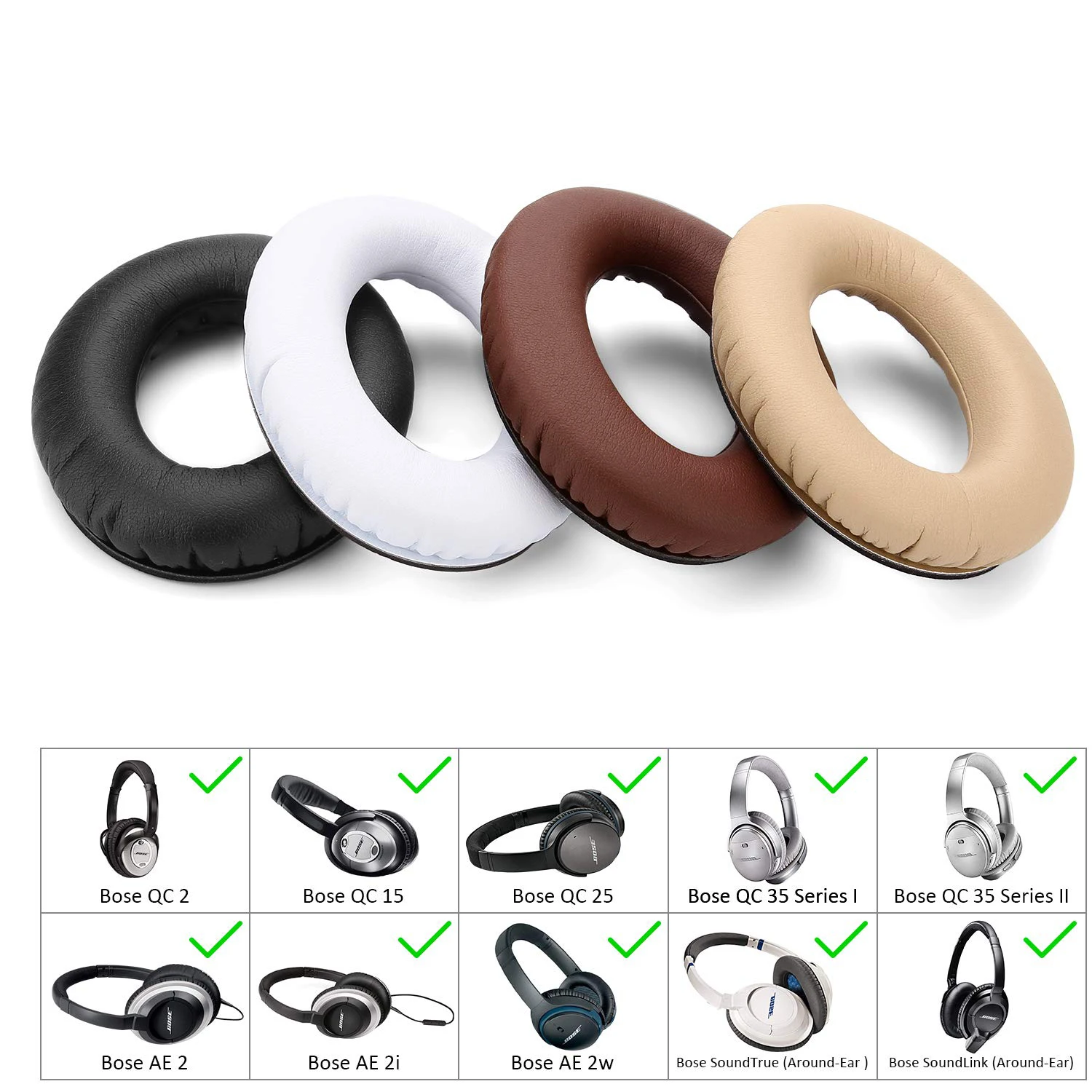 Сменные мягкие губчатые амбушюры для наушников BOSE QC2 QC25 QC35 QC15 AE2 SoundLink SoundTrue Around-Ear II