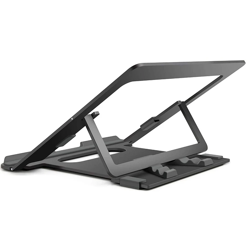 

2 Pcs Portable Height Adjustable Folding Laptop Stand, Aluminum Alloy Laptop Stand, Dark Gray & Silver