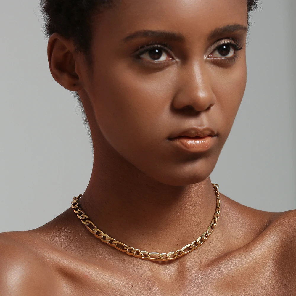 Ожерелье чокер из нержавеющей стали золотистого цвета 3010|Цепочки| |