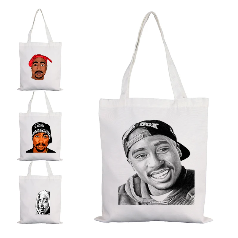 

2Pac Makaveli Shopping Cart Shopper Shoulder Bag Bulk Bags Cotton Tote Women's Fabric Wicker Big Woman Summer Canvas Cute