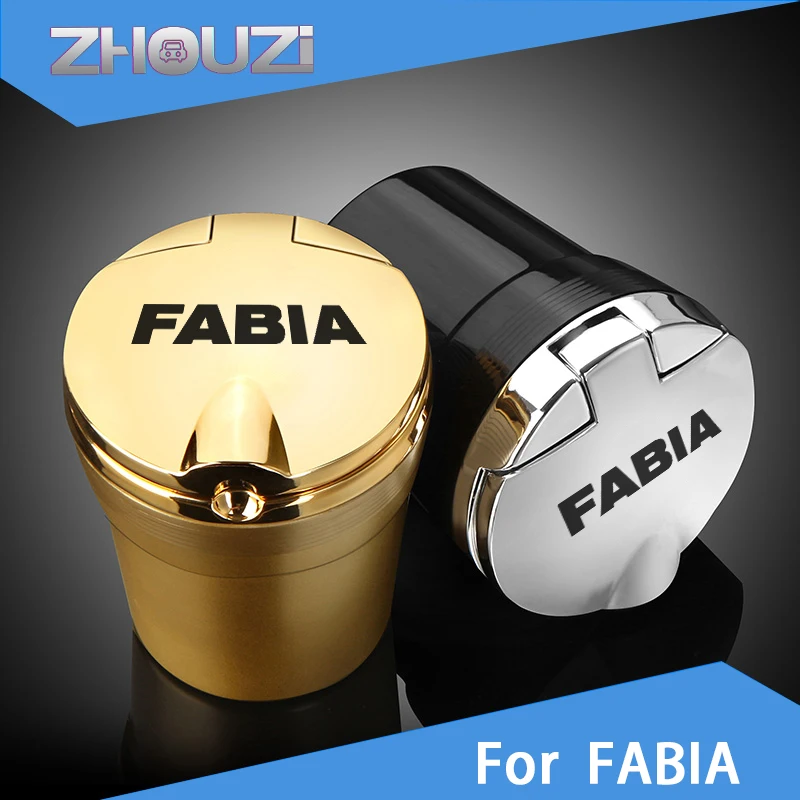 

For Skoda Fabia NJ3 NJ5 Cigarette Smoke Holder Remover Car Logo Ashtray With Led Light Customize Personal Ashtray Accessories
