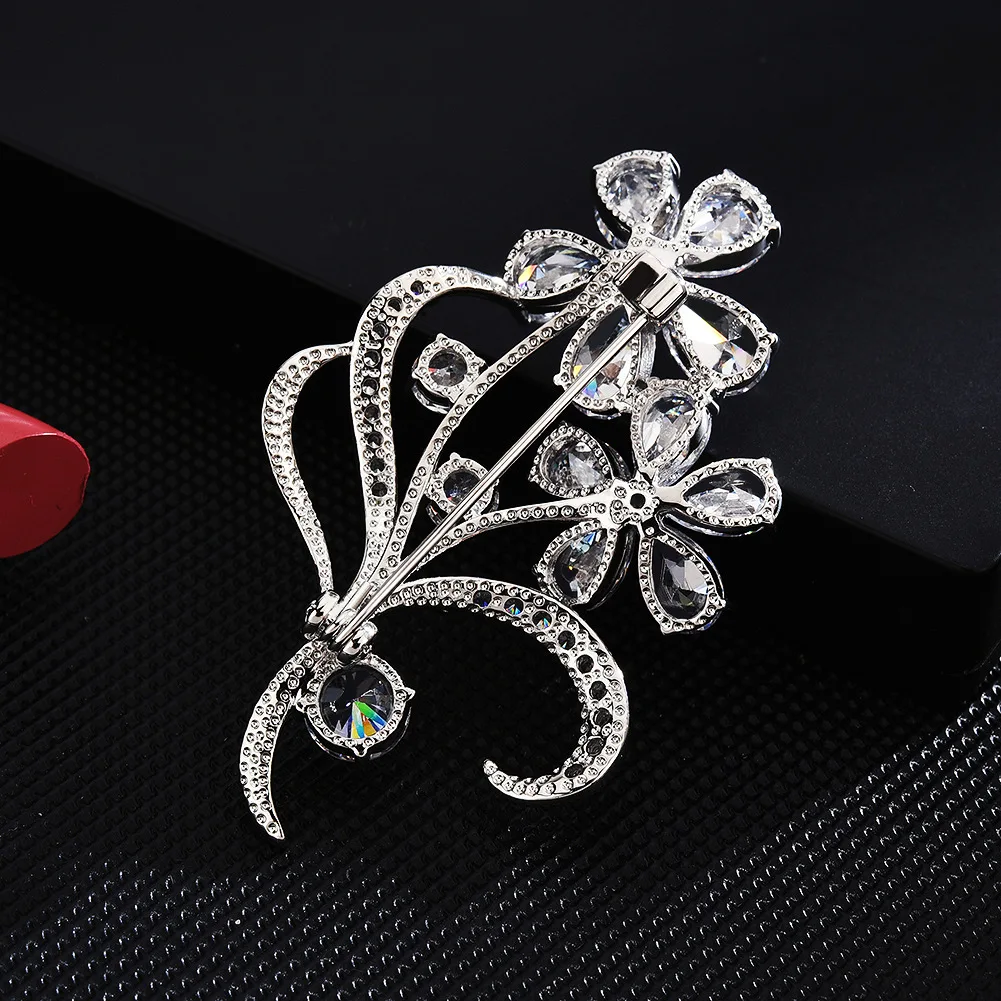 Плохой парень Серебряный цветок циркон брошь булавка блестящие цветы ювелирные