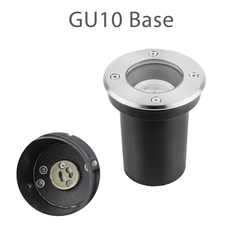 Round GU10 Base Светодиодный в-грунтовый светильник 12 в 85-265 в зарытый свет GU10 MR16 Водонепроницаемый Открытый скрытый Точечный светильник, встраиваемый в пол лампы - Испускаемый цвет: Round GU10 Base
