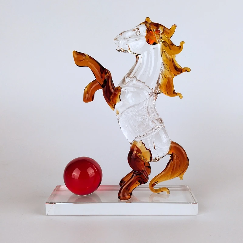 Миниатюрные фигурки хрустальной лошади коллекционные стеклянные животные пресс