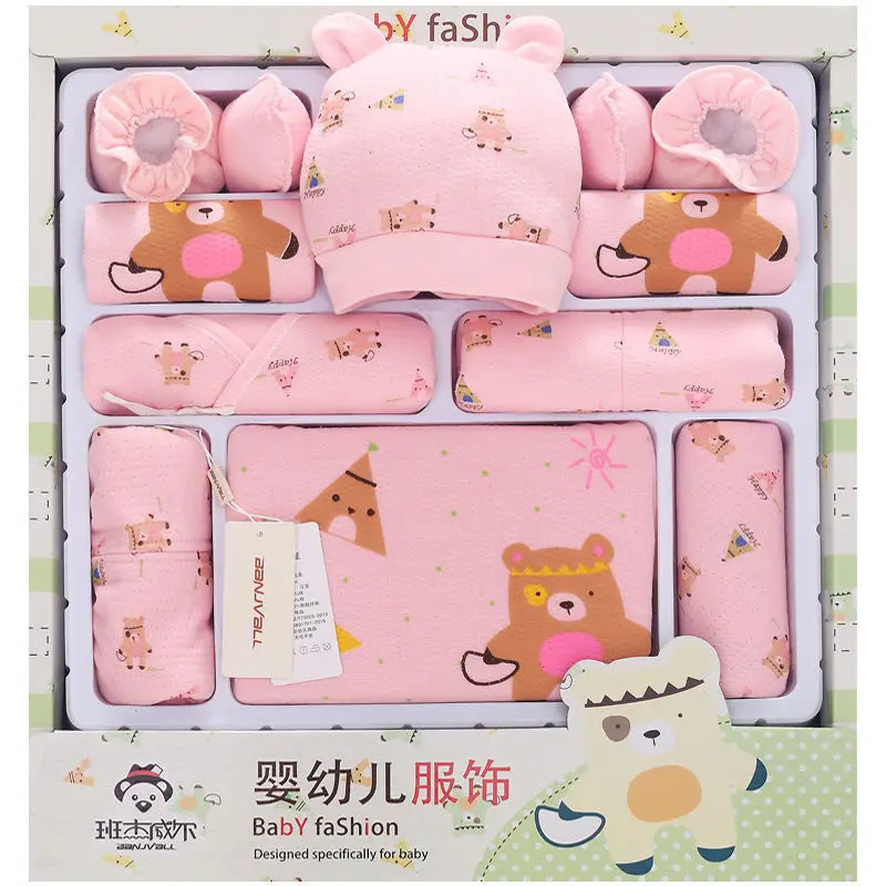 

Autumn and Winter New Newborn Cartoon Suit Bear Cute Printing Soft Warm Child Baby Full Moon Cotton Clothes Without Box XB208