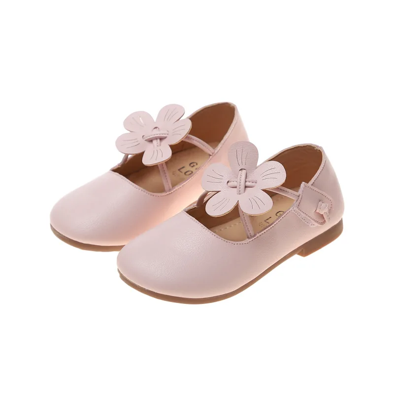 

Girl Leather shoes 2019 autumn new children's princess soft bottom flower single shoes little kids peas shoes baby toddler shoes